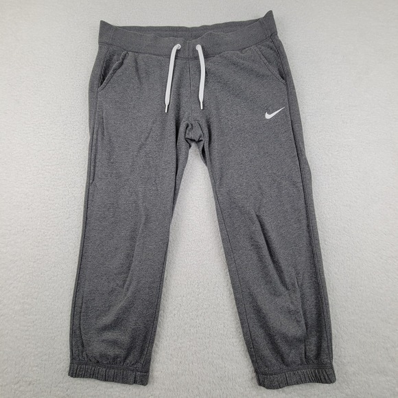 Nike‎ Pants Womens Medium Gray Joggers Sweatpants Swoosh Logo Fleece 683767-071 - Picture 1 of 9